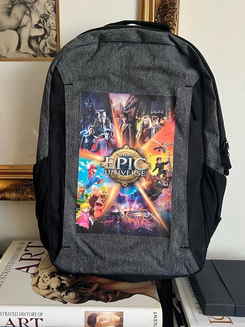 Universal Epic Universe Graphic Gray & Black Backpack